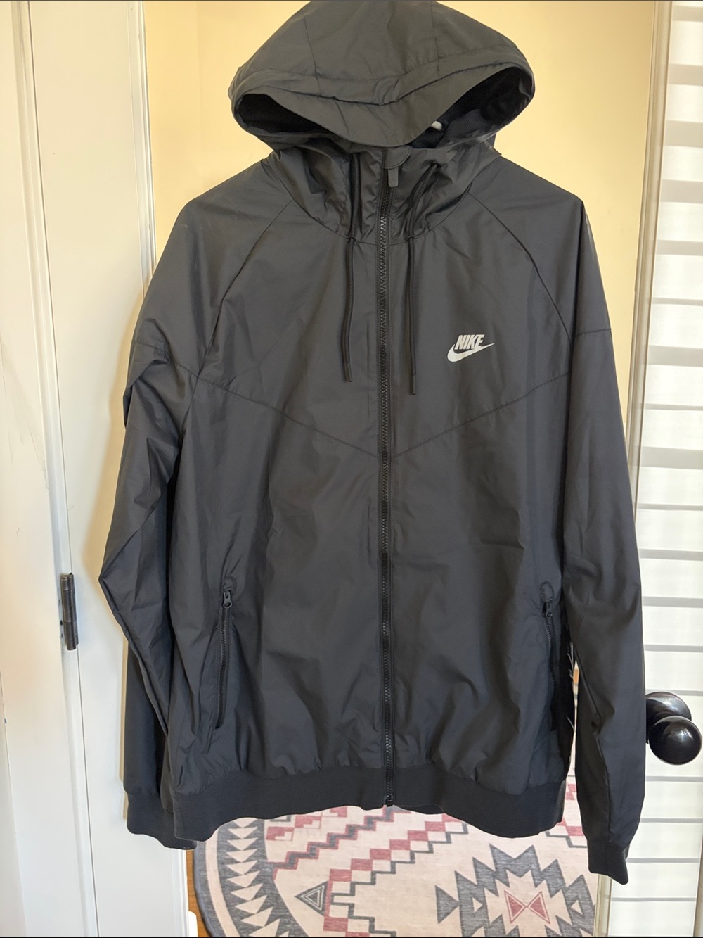 Nike Windrunner Black Men's Hooded Windbreaker with White Logo